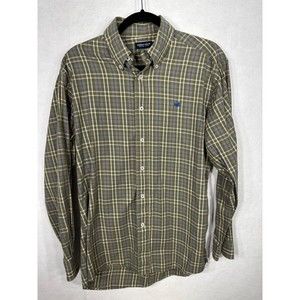 Men's Southern Marsh Green Plaid Long Sleeve Button Down Dress Shirt Size Medium